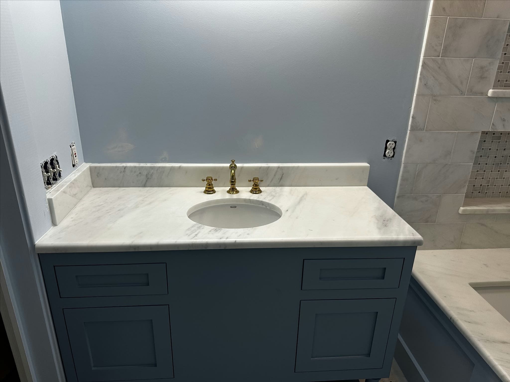 Blue bathroom renovation — 2