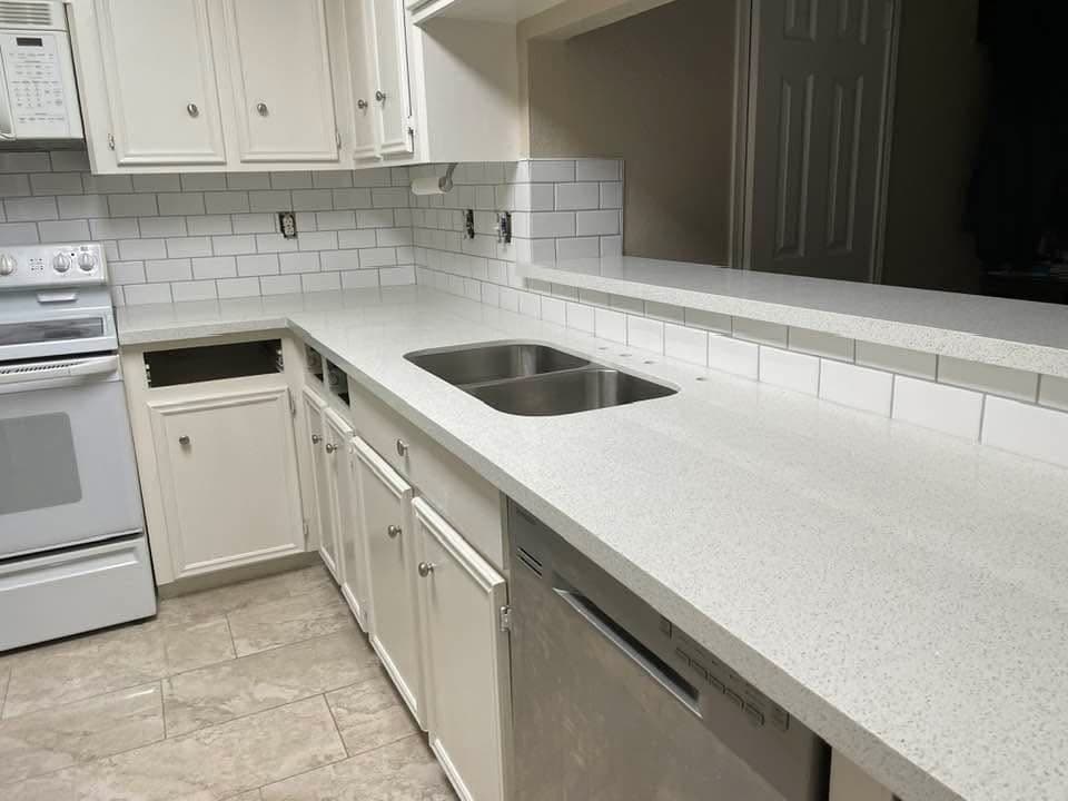 Kitchen with subway tile backsplash